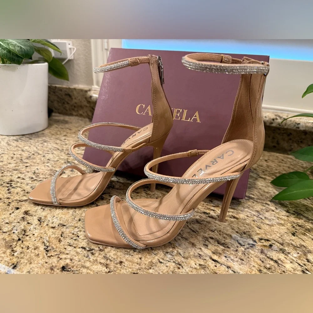 Carvela Caged Ankle Blush Jeweled Dress Sandal Size 41